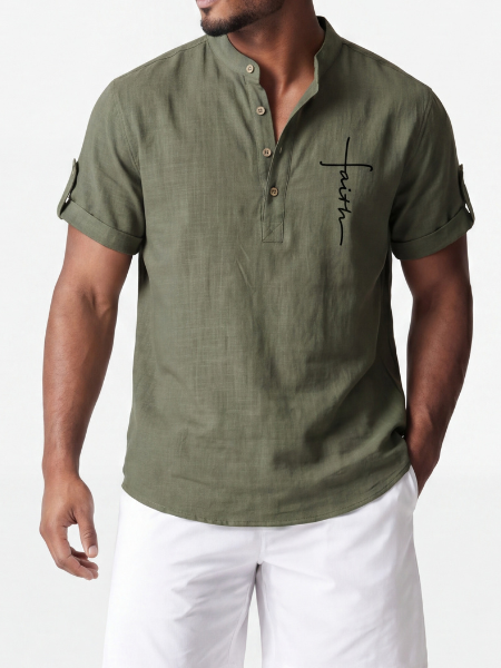 Alejandro™ | Camisa elegante de manga corta con cuello alto