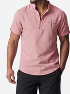 Alejandro™ | Camisa elegante de manga corta con cuello alto