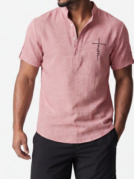 Alejandro™ | Camisa elegante de manga corta con cuello alto