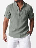 Alejandro™ | Camisa elegante de manga corta con cuello alto
