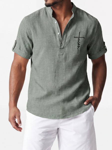 Alejandro™ | Camisa elegante de manga corta con cuello alto