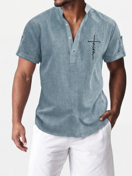 Alejandro™ | Camisa elegante de manga corta con cuello alto