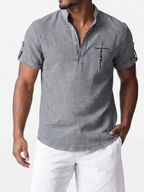 Alejandro™ | Camisa elegante de manga corta con cuello alto
